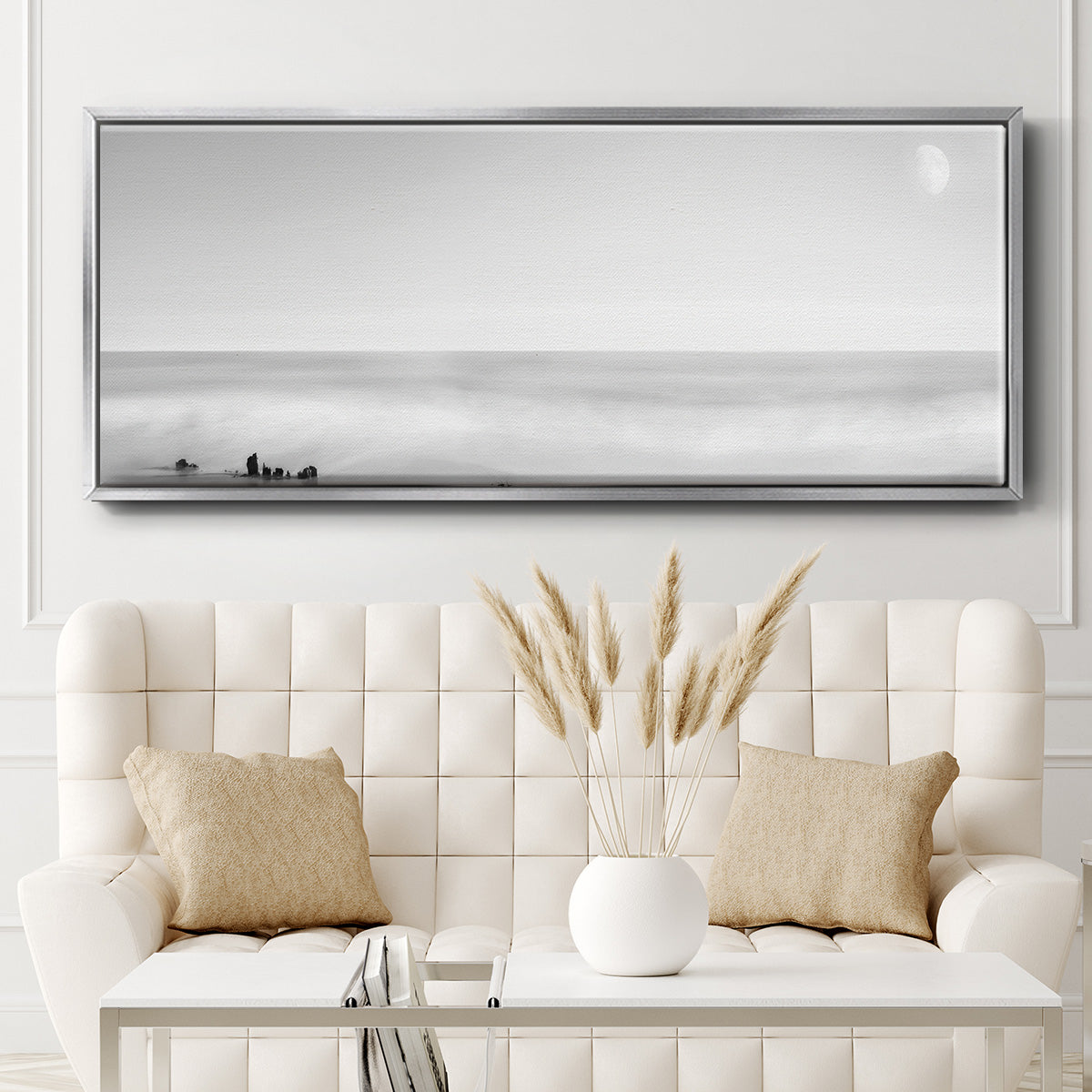 Black & White Water Panel XIV - Floater Framed Canvas Print