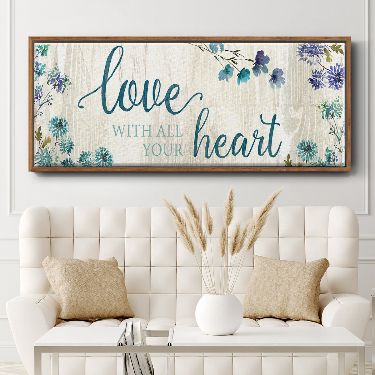 Love With All Your Heart - Floater Framed Canvas Print