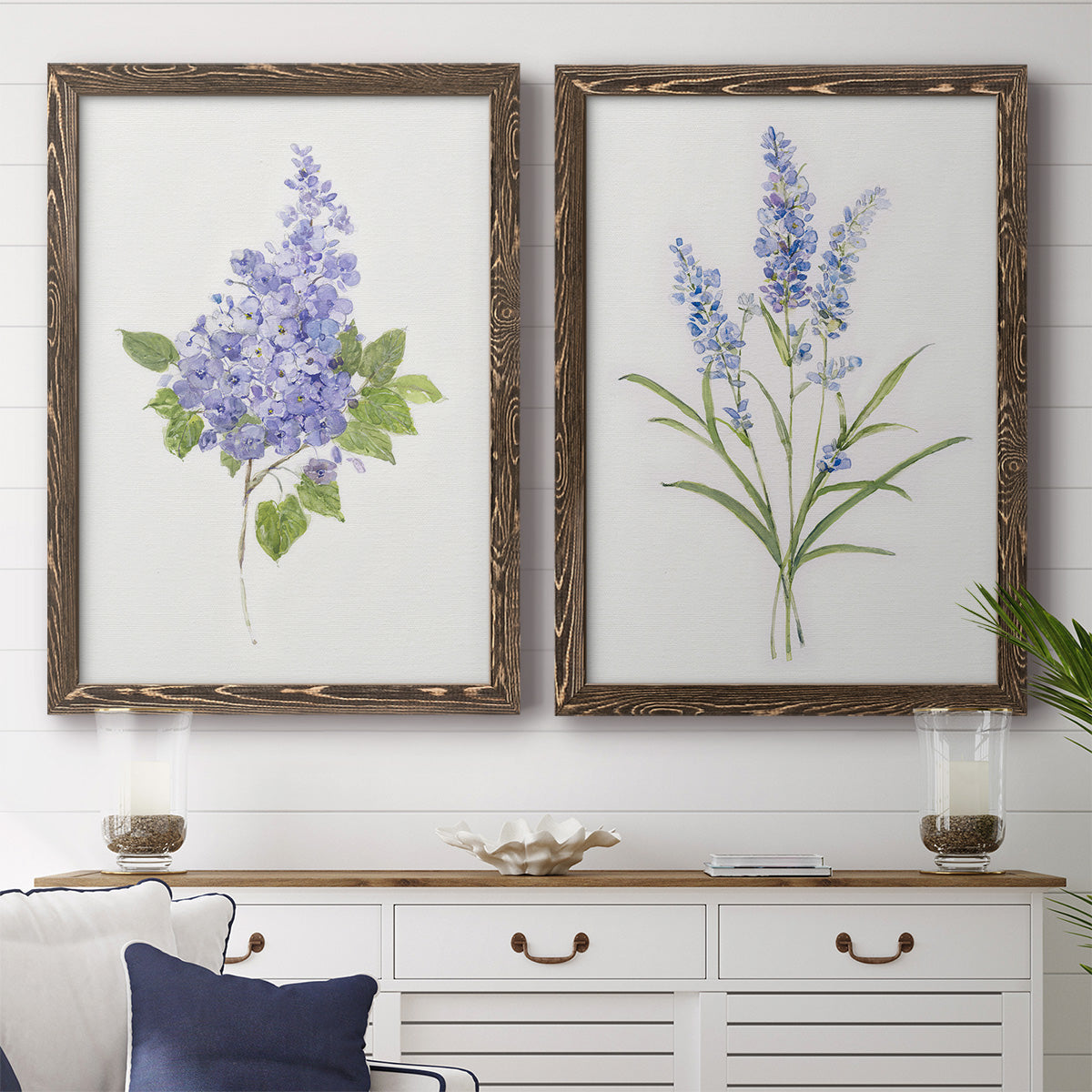 Dainty Botanical Lilac - Premium Framed Canvas 2 Piece Set - Ready to Hang