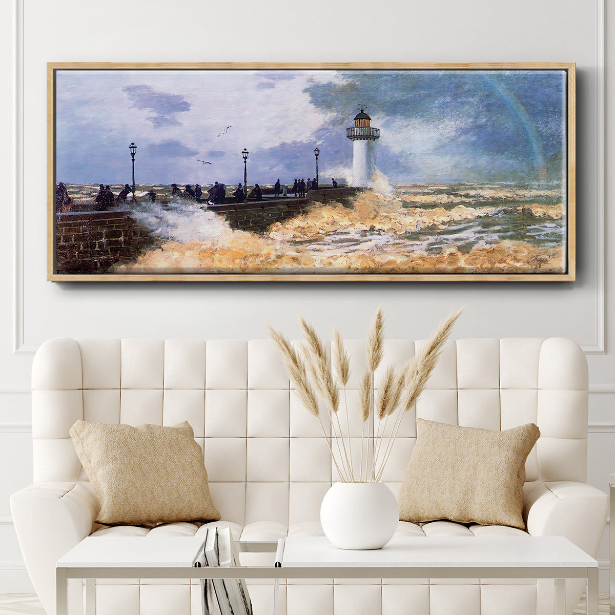 The Jetty at Le Havre, 1868 - Floater Framed Canvas Print