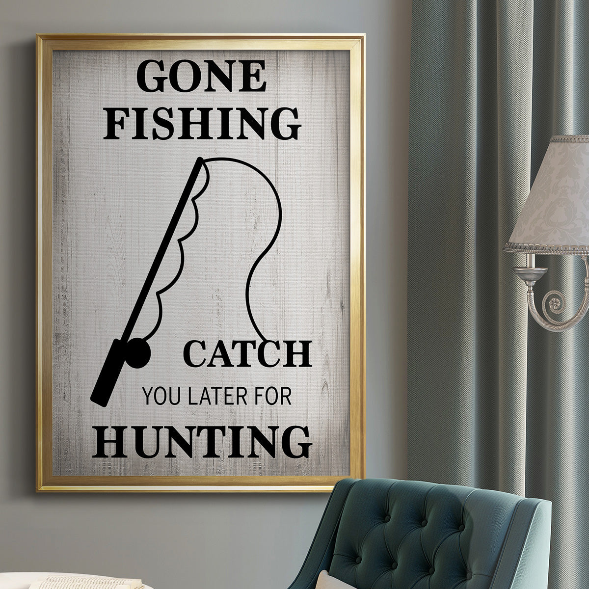 Gone Fishing - Modern Framed Canvas Print