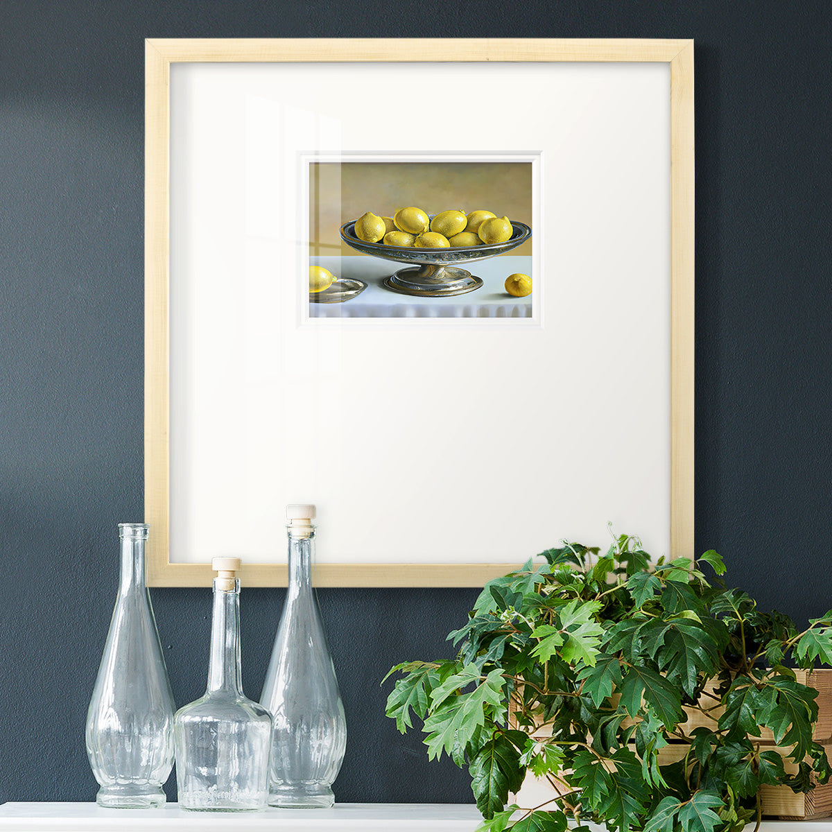 Silver Lemons Premium Framed Print Double Matboard