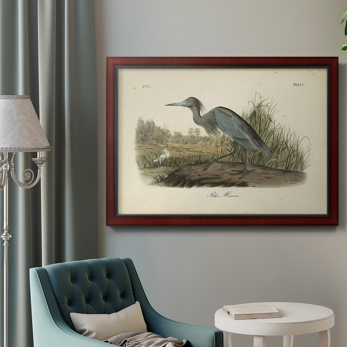 Audubons Blue Heron Premium Framed Canvas- Ready to Hang