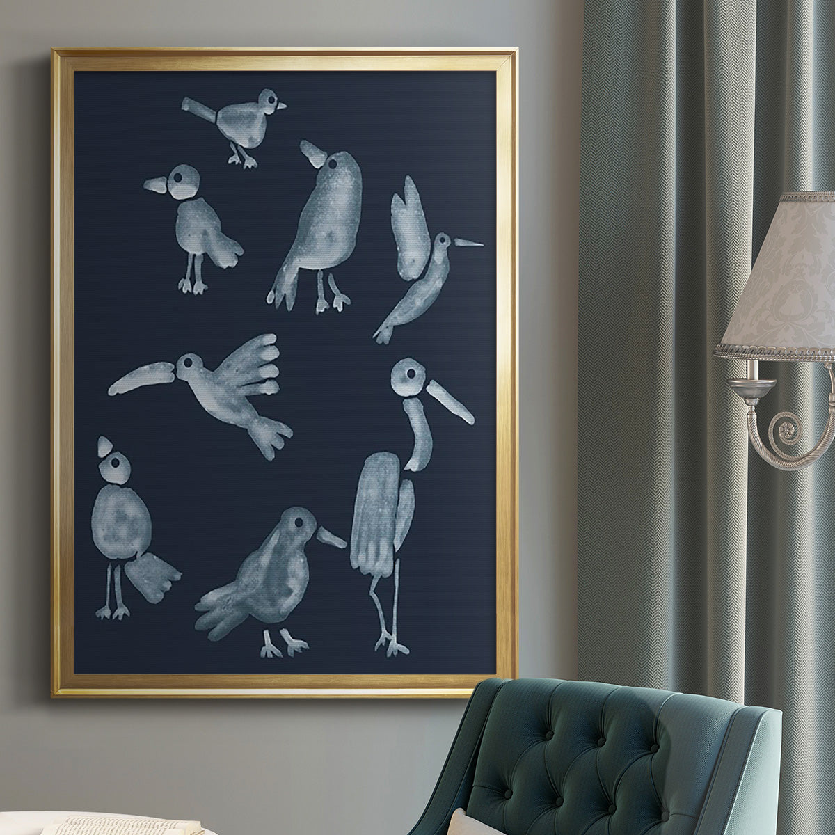 Flock II - Modern Framed Canvas Print