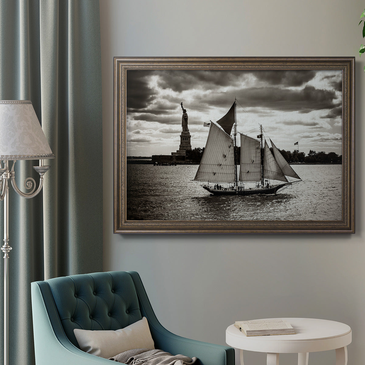 The Clipper & the Liberty Premium Framed Canvas- Ready to Hang