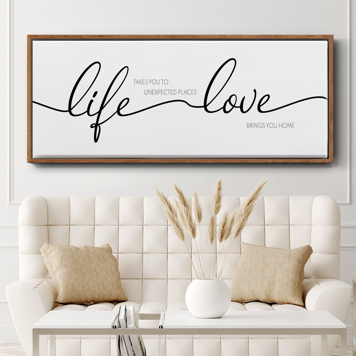 Life Takes You Love Brings You - Floater Framed Canvas Print