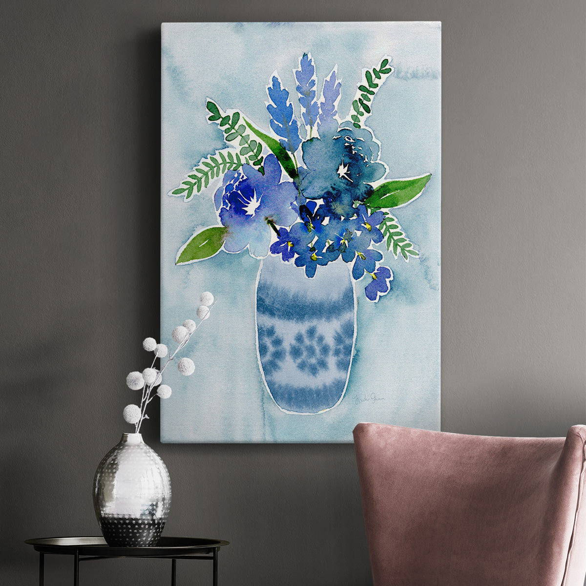 Blue Bouquet II Premium Gallery Wrapped Canvas - Ready to Hang