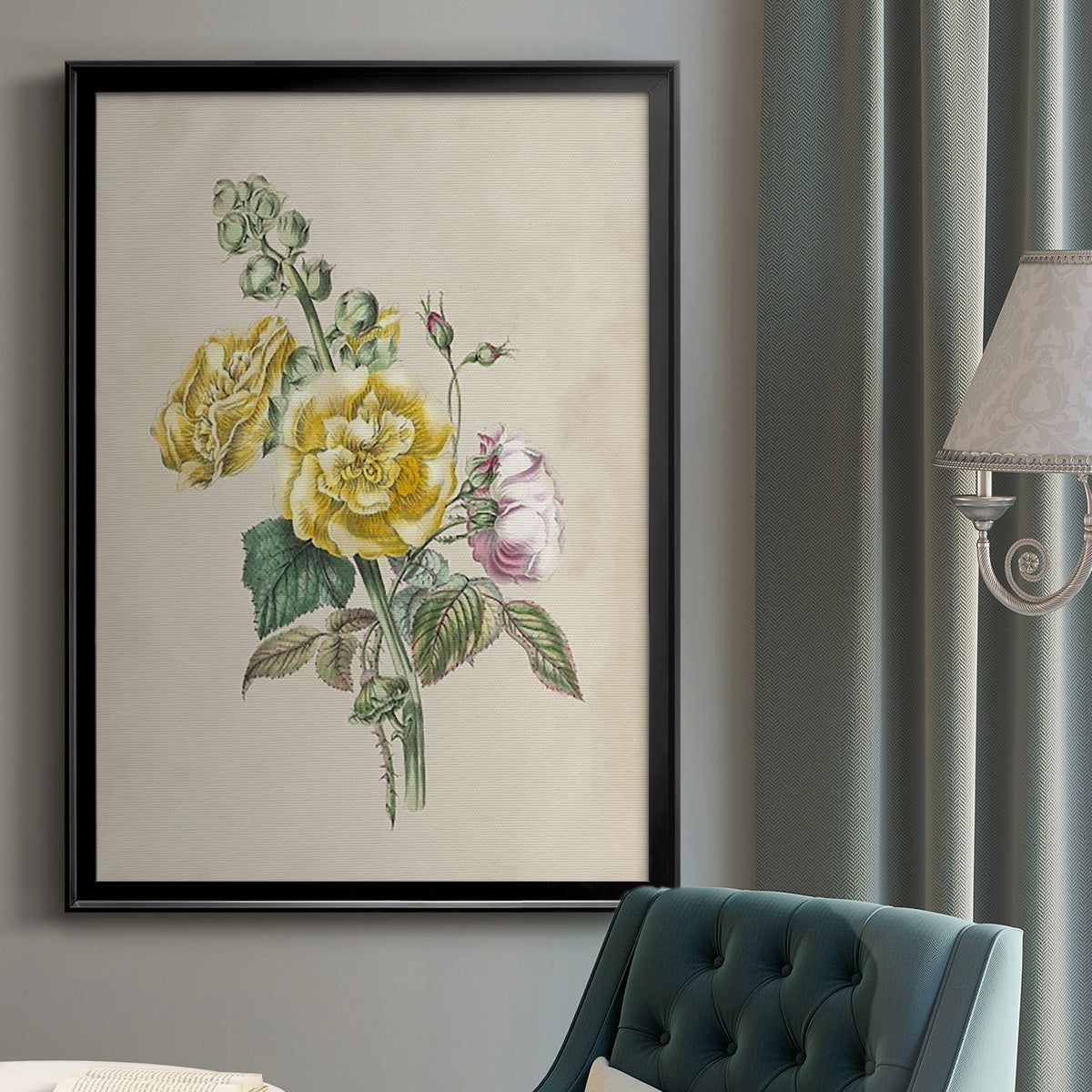 Antique Garden Bouquet II - Modern Framed Canvas Print