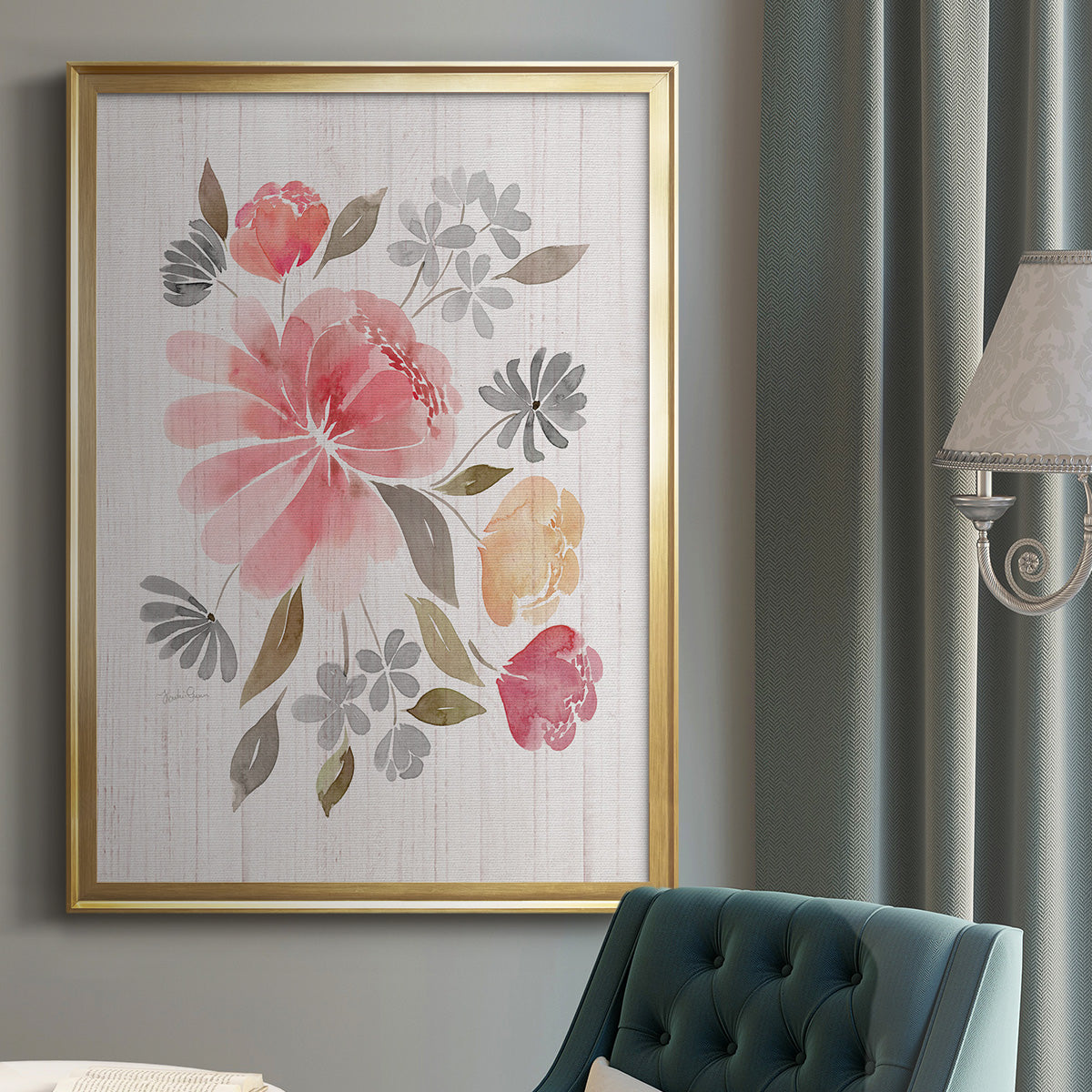 Loose Peonies I - Modern Framed Canvas Print