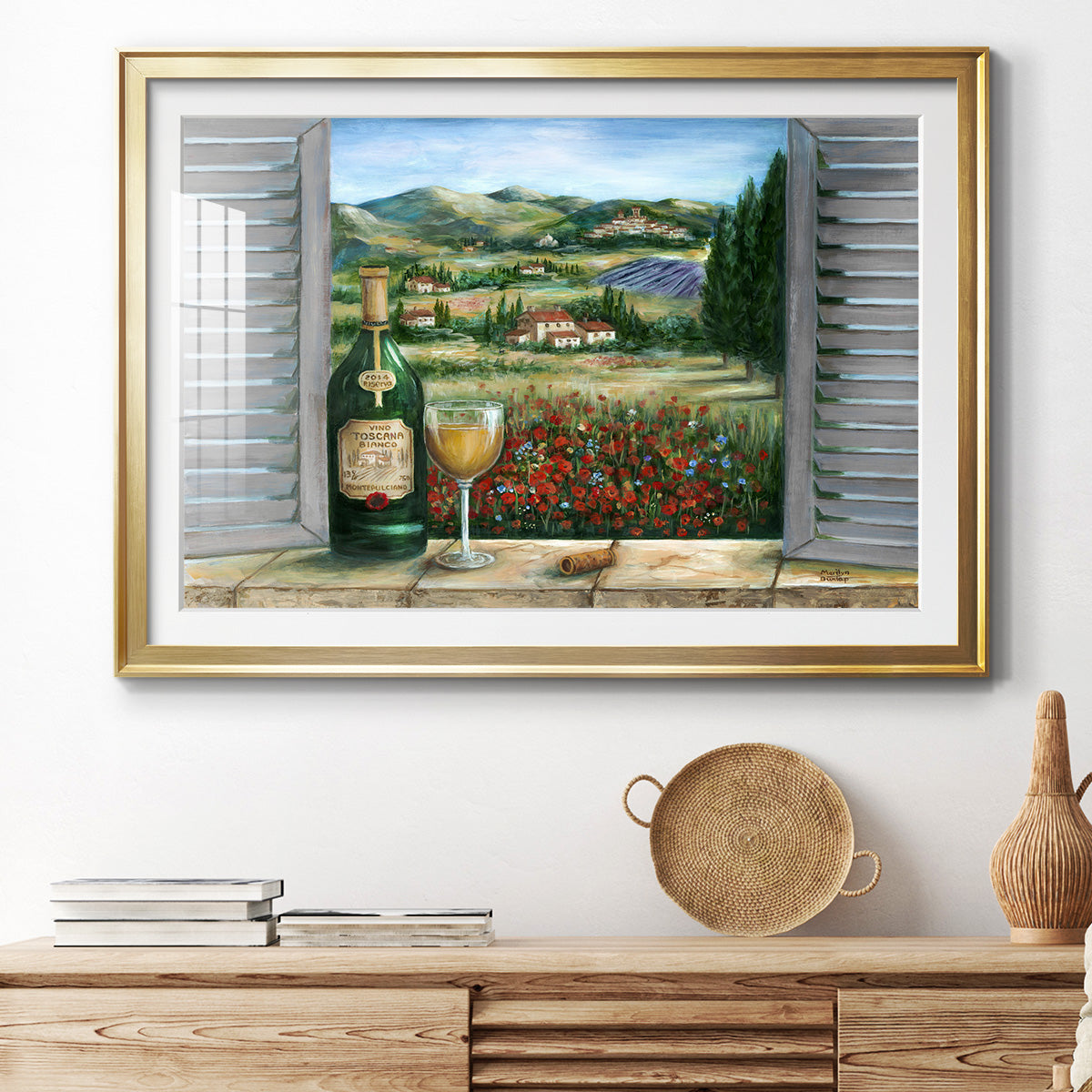 Tuscan White and Poppies Premium Framed Print - Ready to Hang