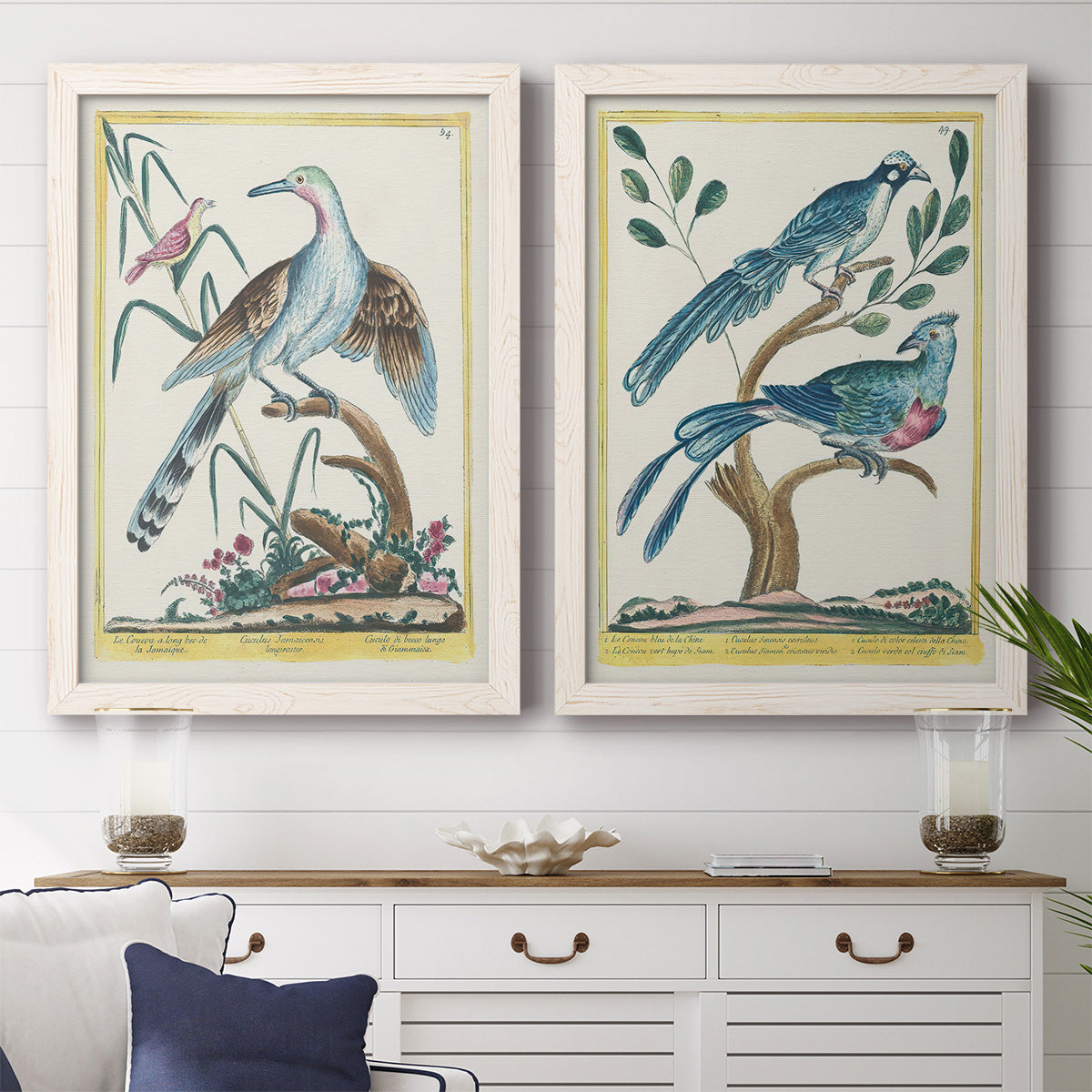 Pastel Birds V - Premium Framed Canvas 2 Piece Set - Ready to Hang