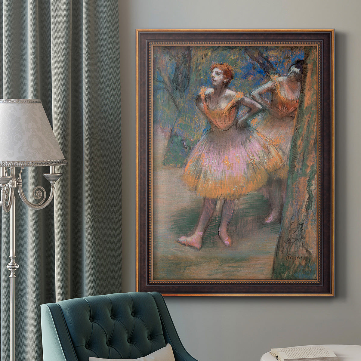 Two Dancers - Ornate Framed Canvas Print