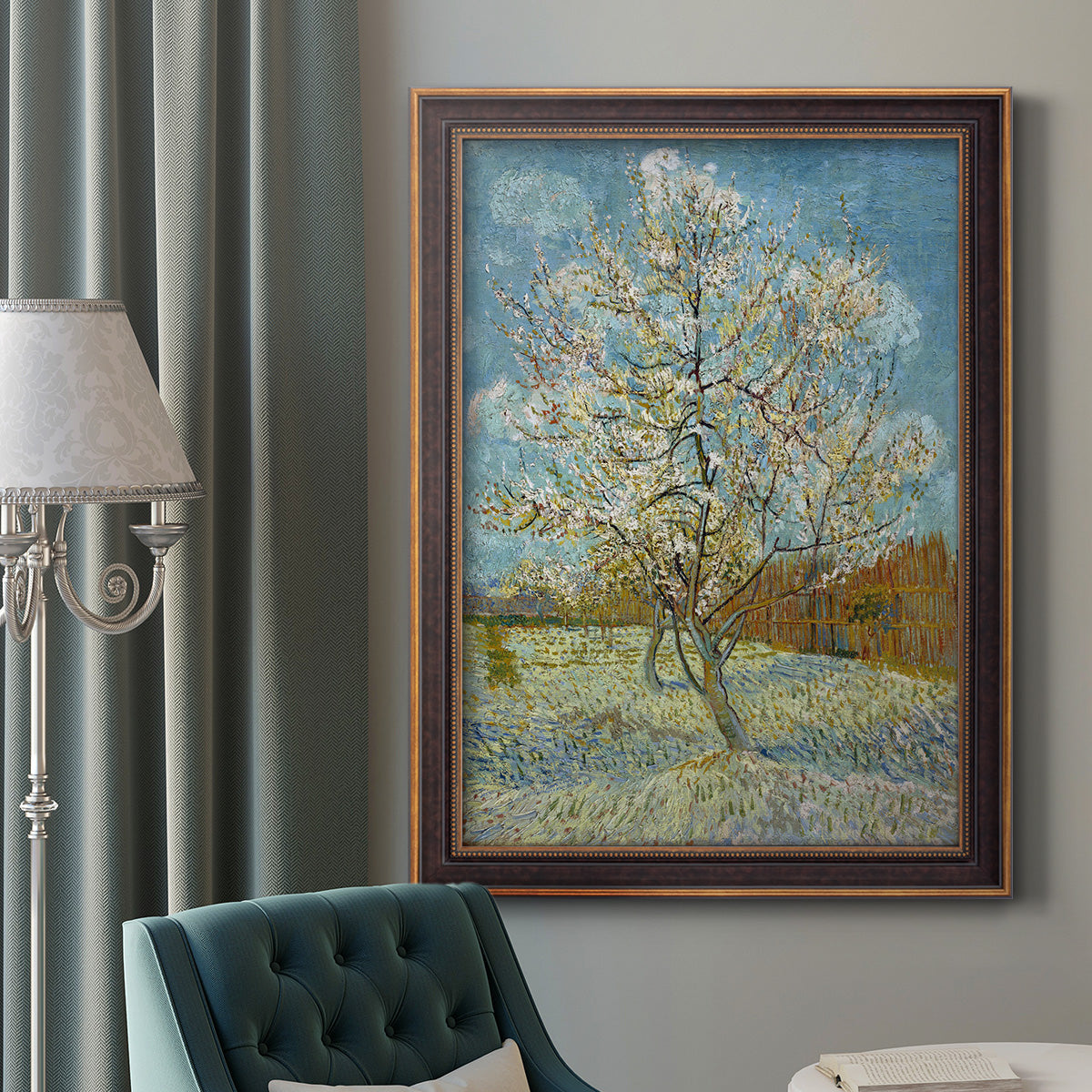  The Pink Peach Tree - Ornate Framed Canvas Print