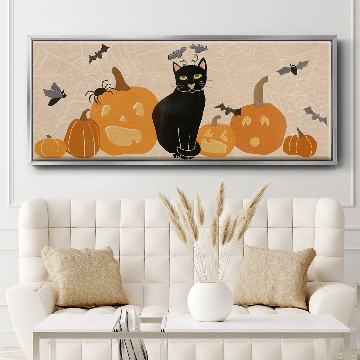 Pumpkin Patch Cats Collection D - Floater Framed Canvas Print