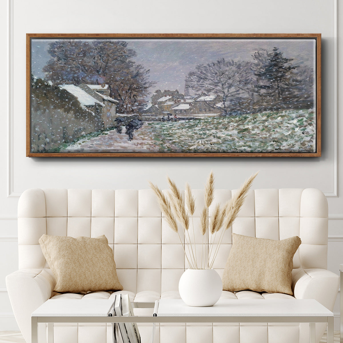 Snow at Argenteuil, 1874 - Floater Framed Canvas Print
