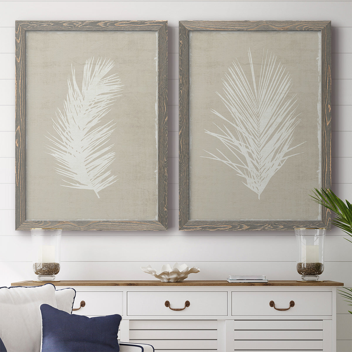 Palm Oasis I   - Premium Framed Canvas 2 Piece Set - Ready to Hang