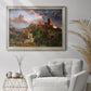 Romantic allegorical landscape painting by Jasper Francis Cropsey in an ornate champagne frame displayed in a bright interior setting.
