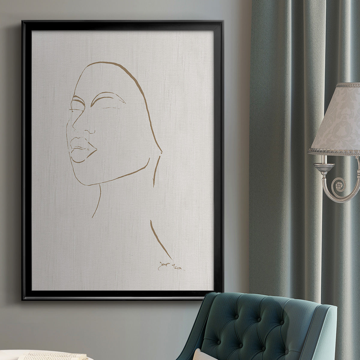 Portrait Sketch II - Modern Framed Canvas Print