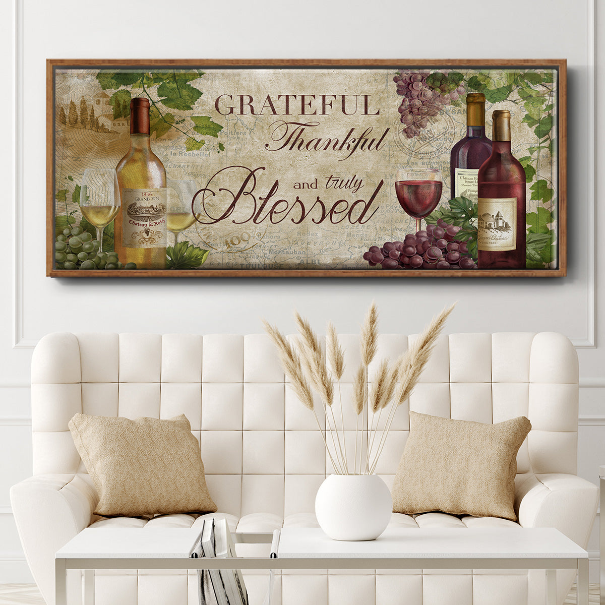 Grateful Wine - Floater Framed Canvas Print