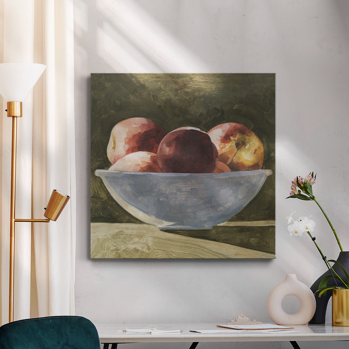 Bowl of Peaches II-Premium Gallery Wrapped Canvas - Ready to Hang