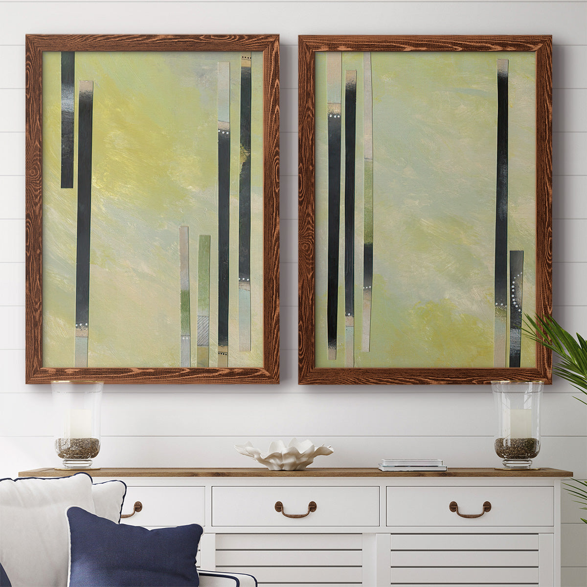 Neutral Assemblage I - Premium Framed Canvas 2 Piece Set - Ready to Hang