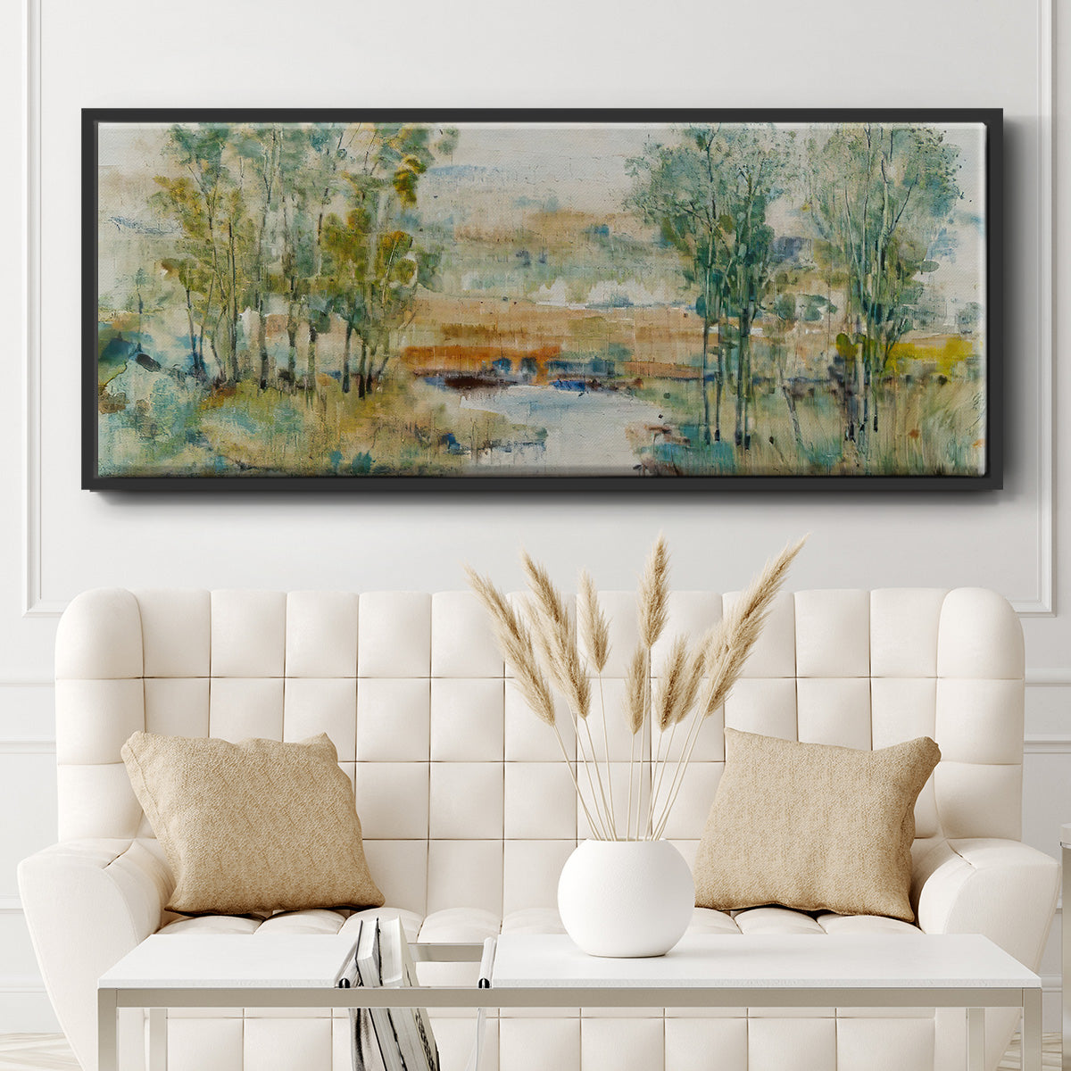 Trees on the Creek II - Floater Framed Canvas Print