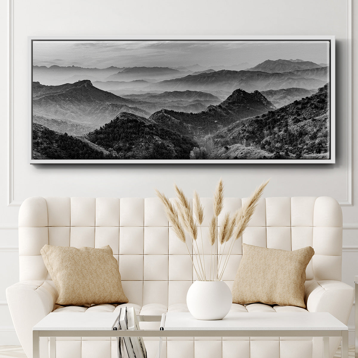 Mountains of the Great Wall - Floater Framed Canvas Print