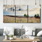 Three-panel canvas wall art featuring wildflowers across tuscan landscape, displayed in a modern living room above seating.