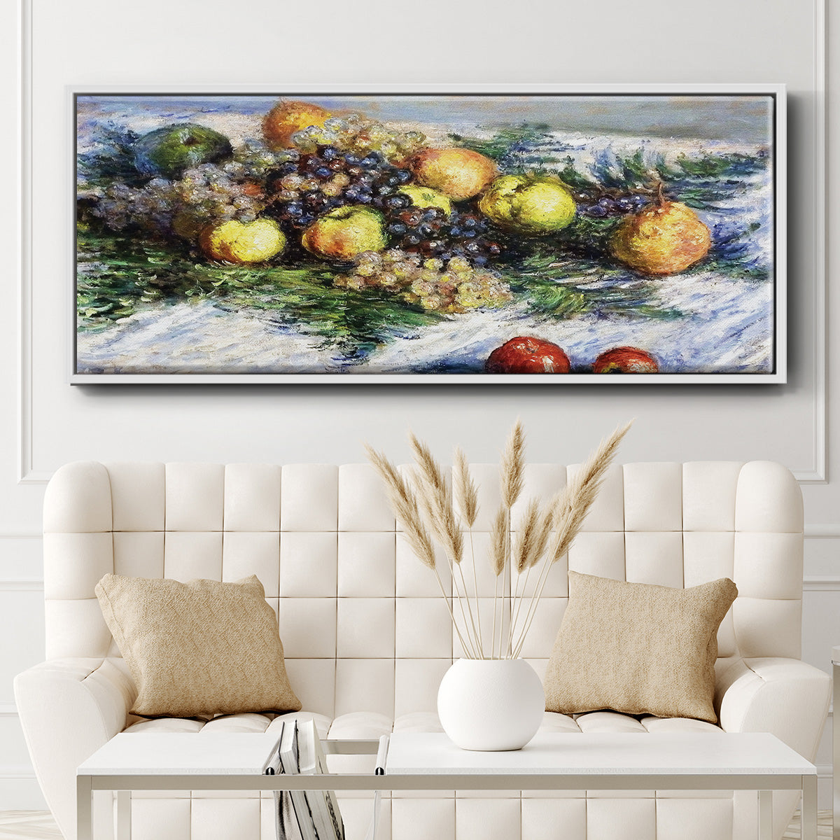 Still Life with Pears and Grapes, 1880 - Floater Framed Canvas Print