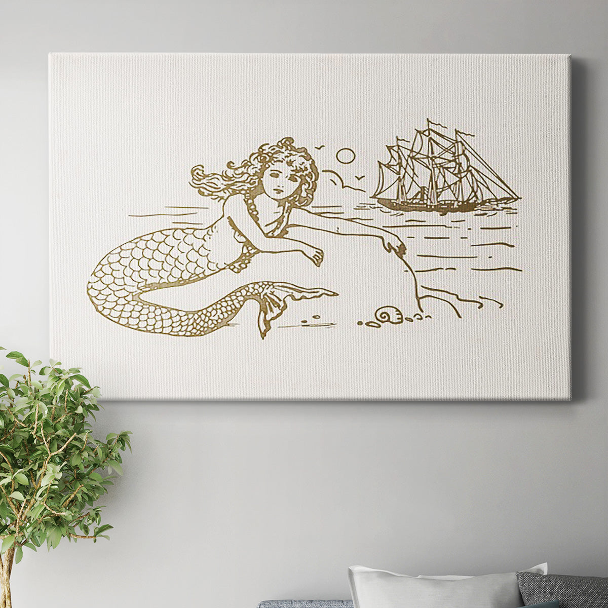 Sunning Mermaid I Premium Gallery Wrapped Canvas - Ready to Hang