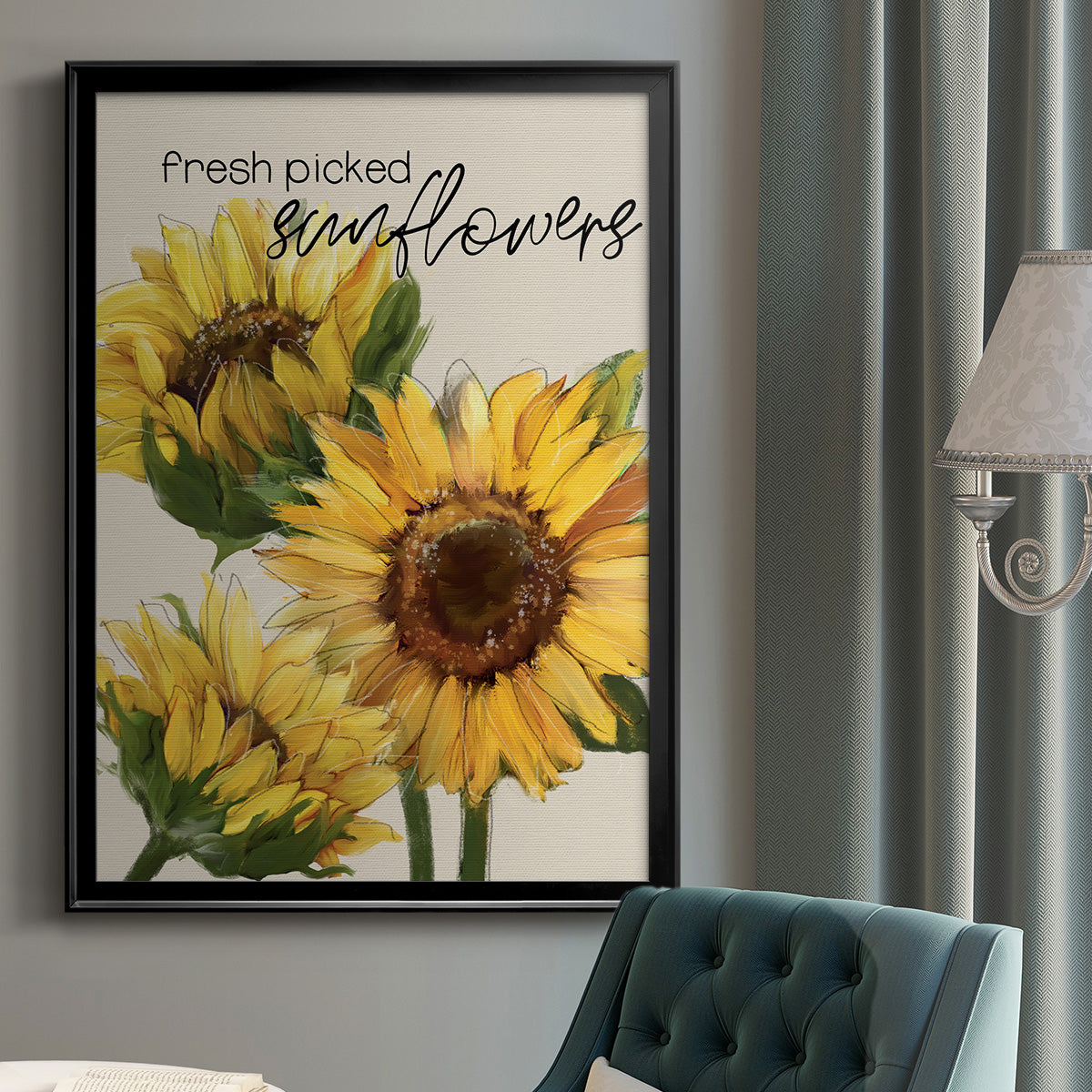 Fresh Picked Sunflowers - Modern Framed Canvas Print