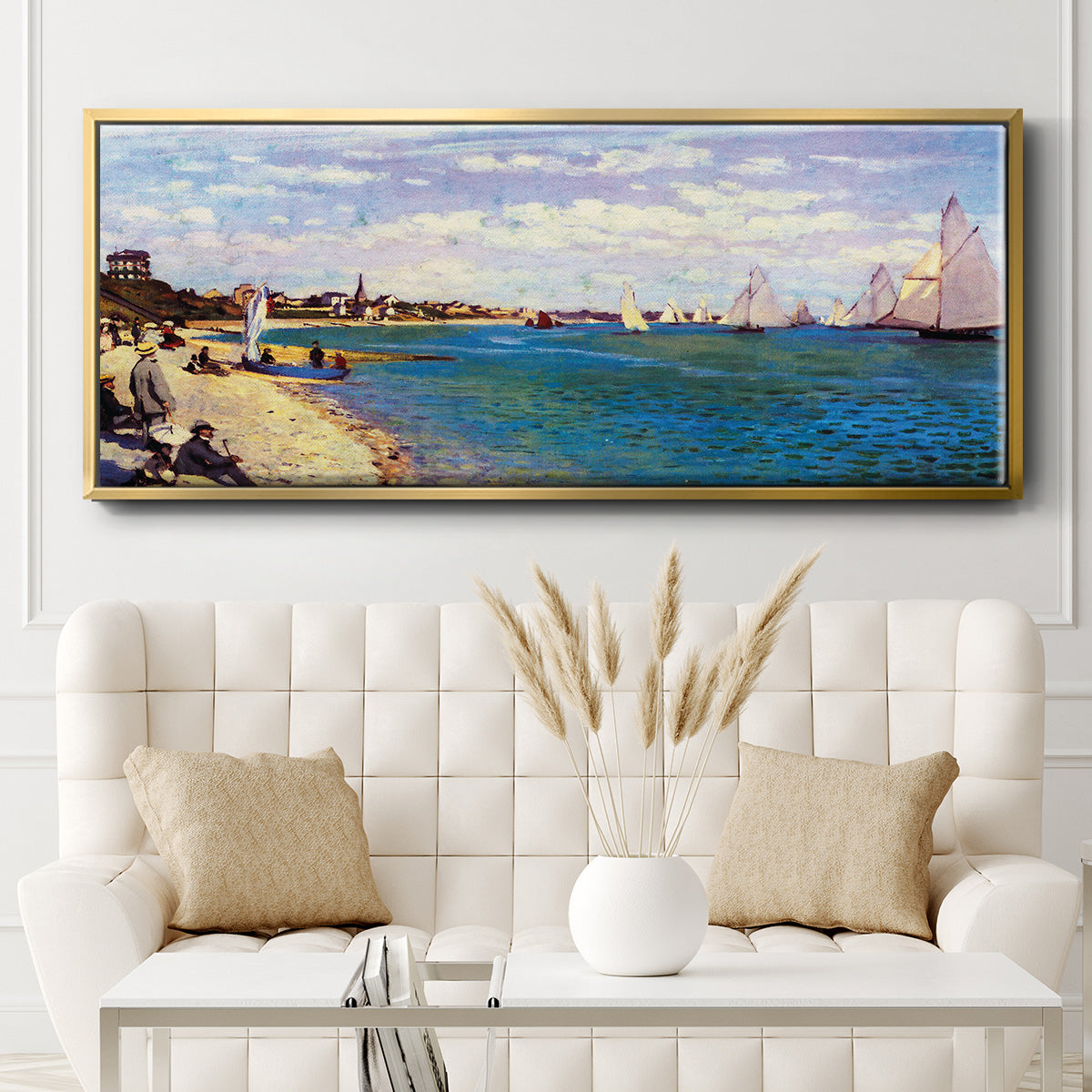 Regatta at Sainte Adresse - Floater Framed Canvas Print