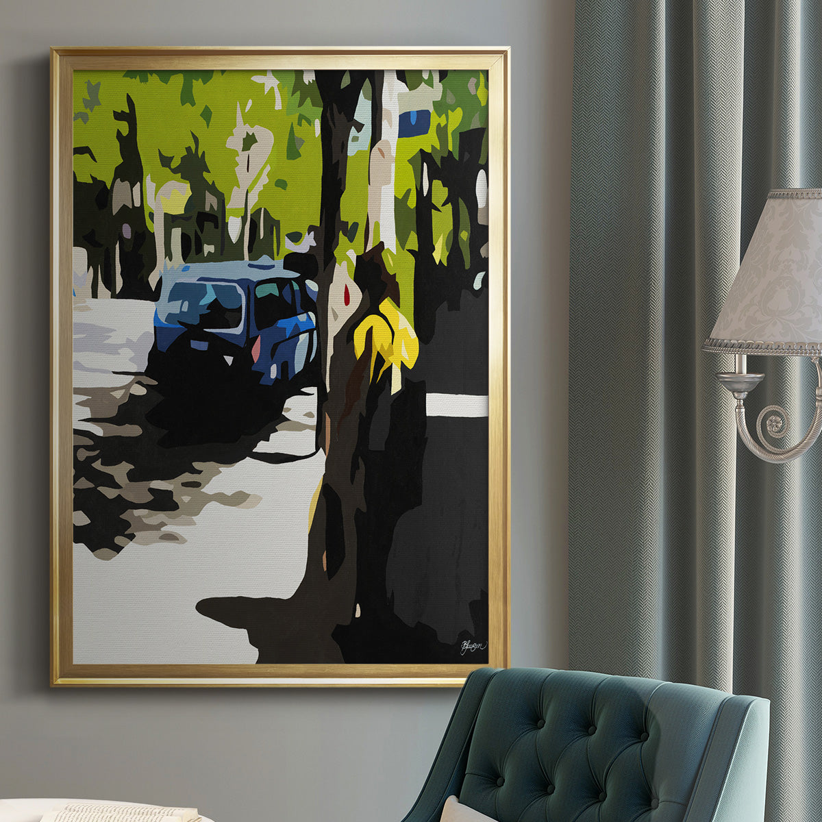 A Volvo in Ballard - Modern Framed Canvas Print