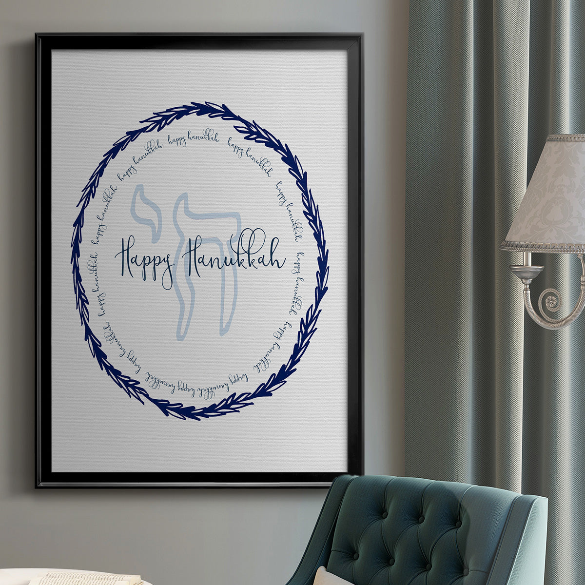 Hanukkah Go Round - Modern Framed Canvas Print