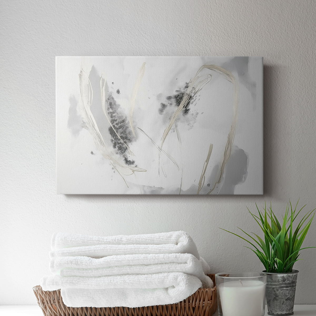 Grey Brushstrokes CXVI - Canvas Art Print
