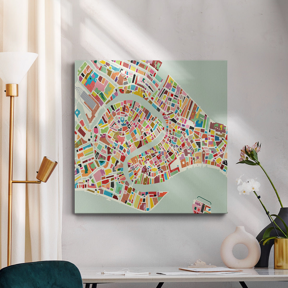 Modern Venice Map - Canvas Art Print