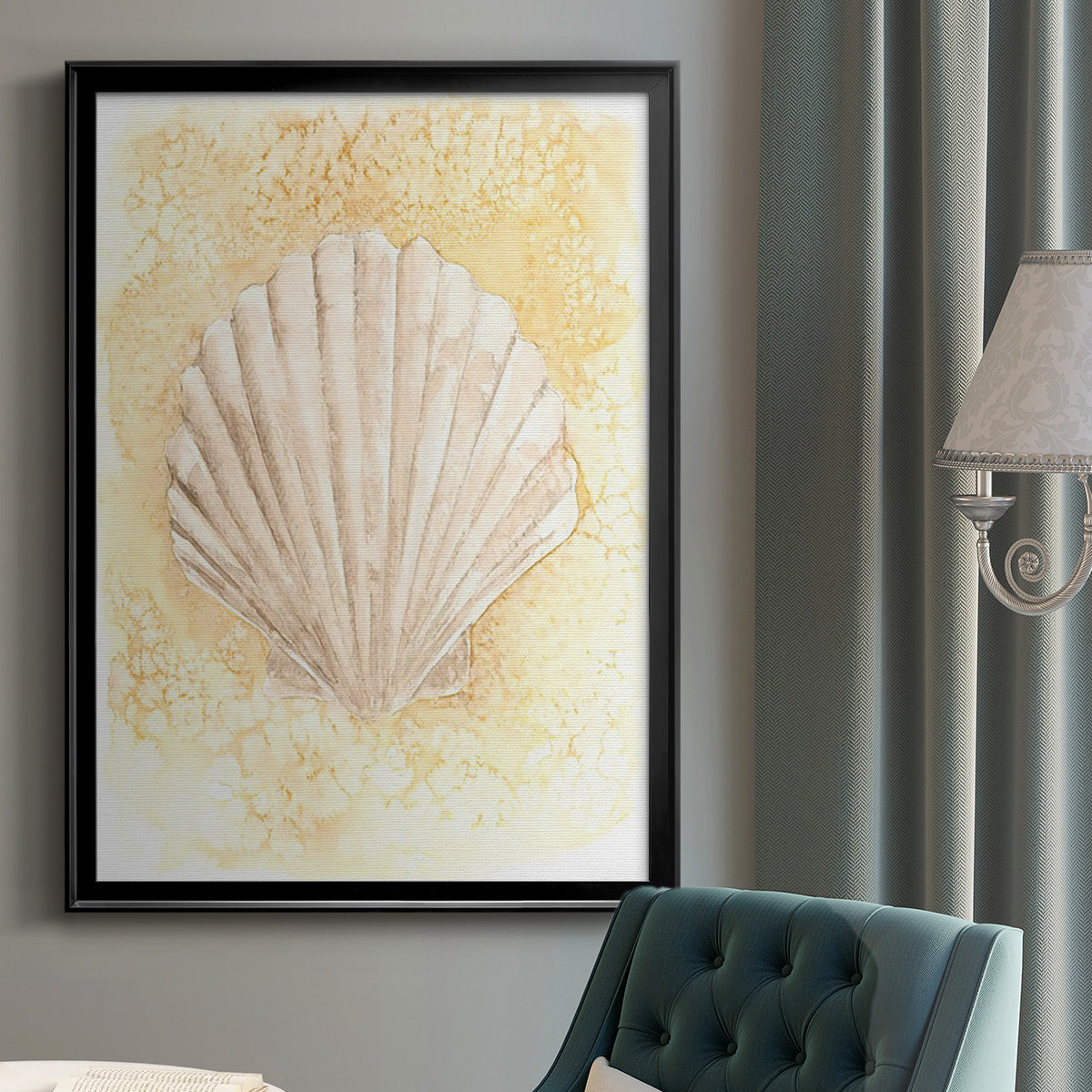Salty Seashell II - Modern Framed Canvas Print