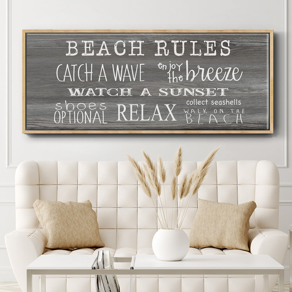Beach Rules - Floater Framed Canvas Print