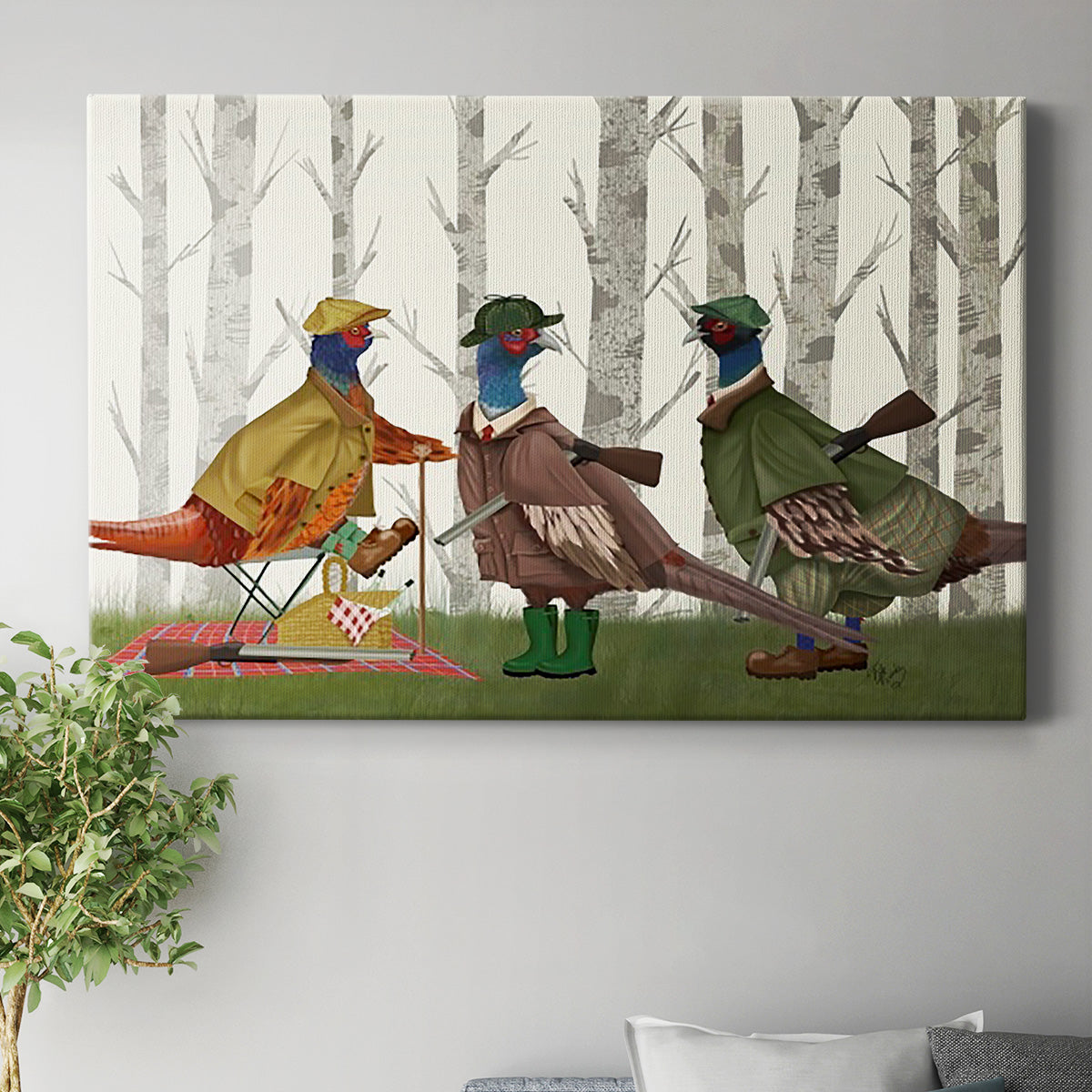 Pheasant Shooting Party Group 1 Premium Gallery Wrapped Canvas - Ready to Hang