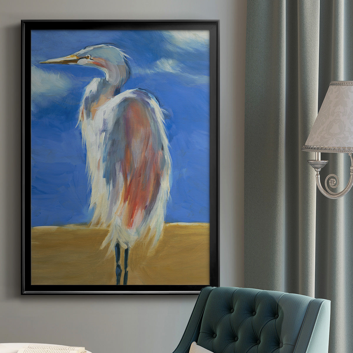 Blue Heron - Modern Framed Canvas Print