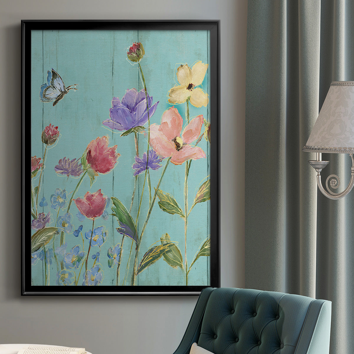 Wildflower Flutter III - Modern Framed Canvas Print