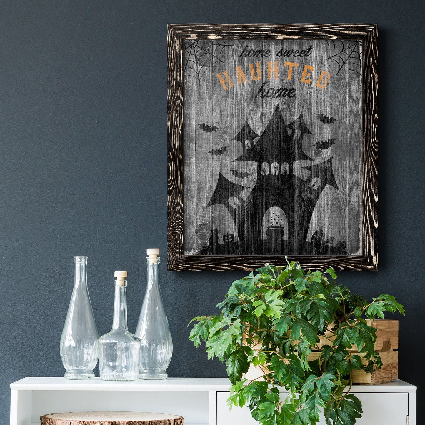 Haunted House - Premium Canvas Framed in Barnwood - Ready to Hang