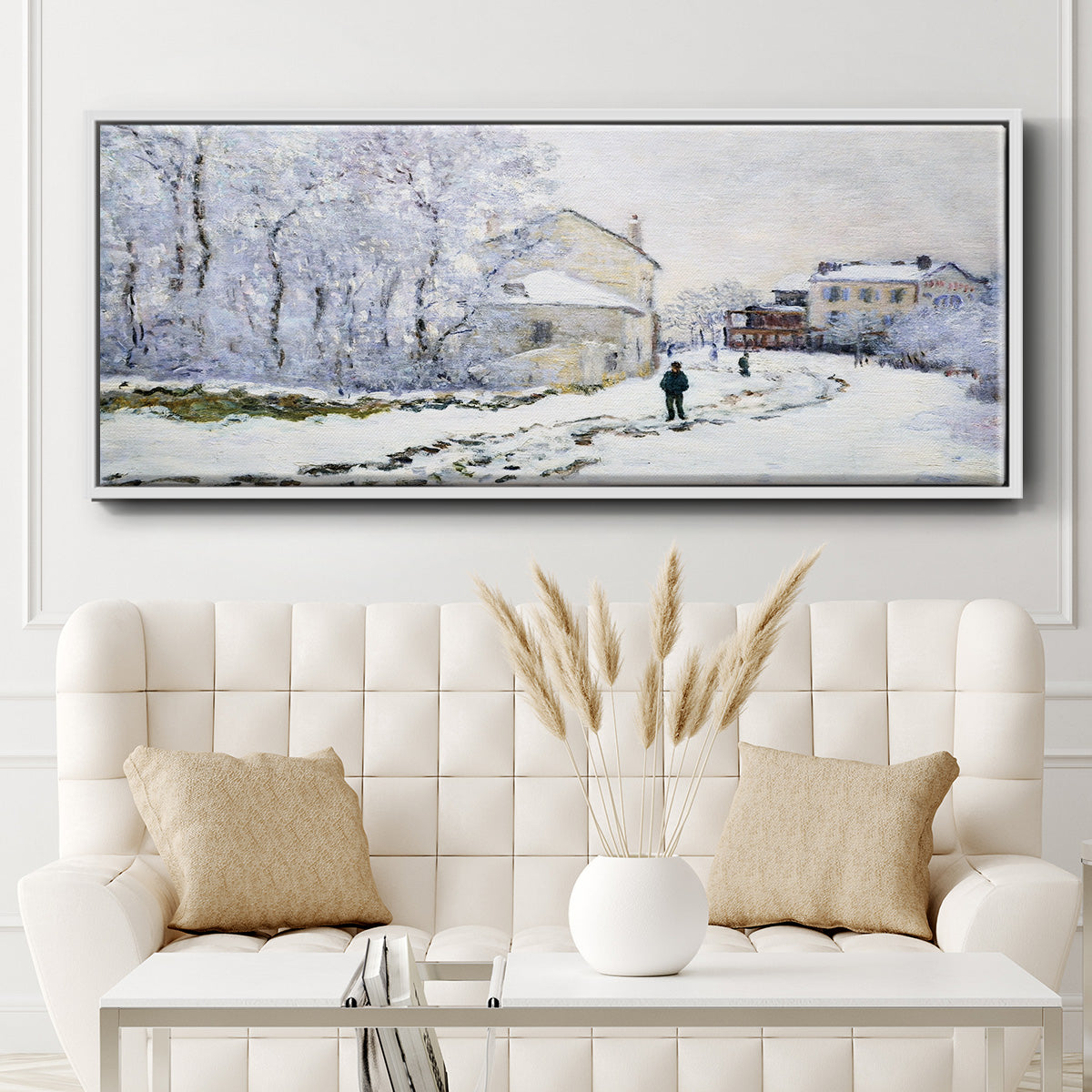 Snow in Argenteuil, 1875 - Floater Framed Canvas Print