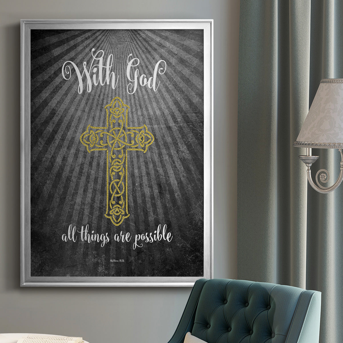 With God Gold - Modern Framed Canvas Print