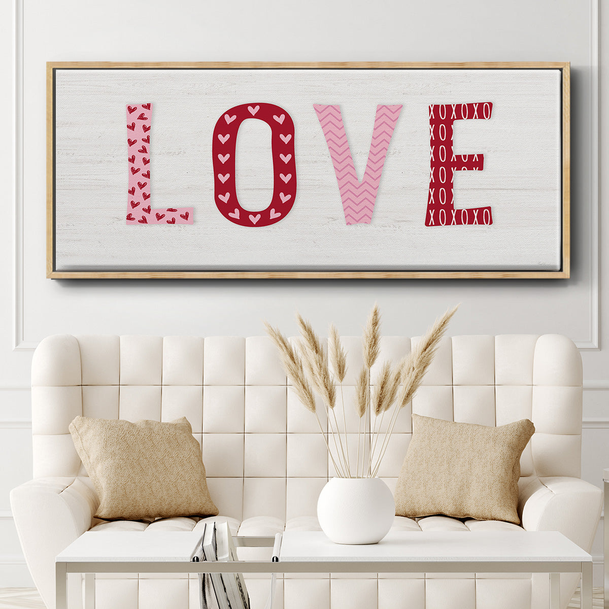 Patterned Love - Floater Framed Canvas Print