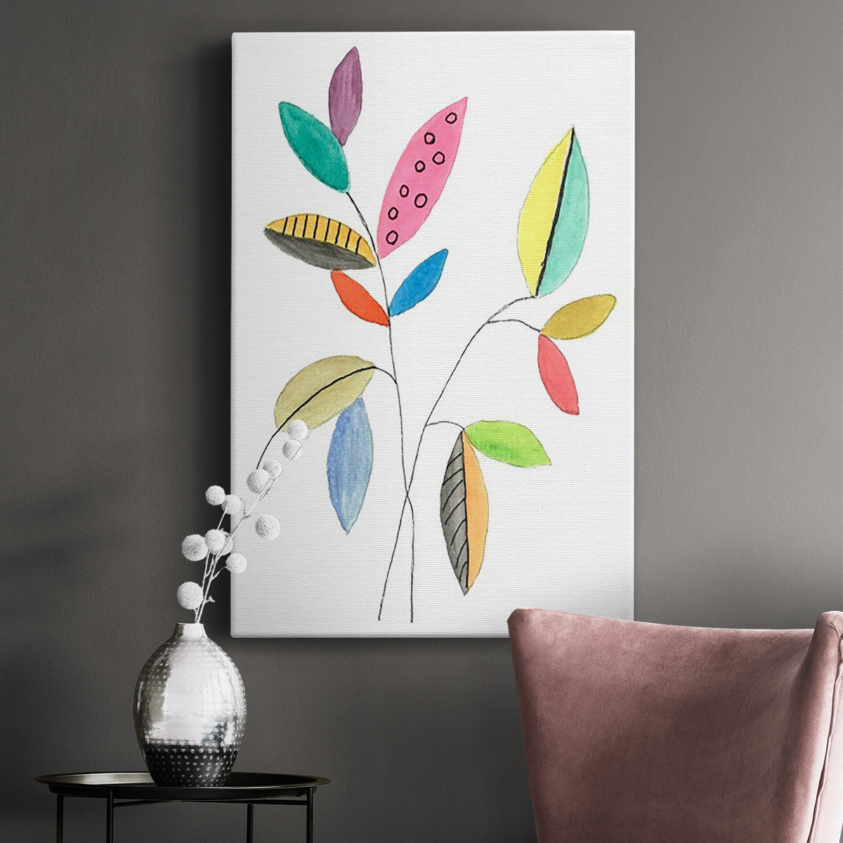 Color Pop Leaves III - Canvas Art Print