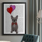 French Bulldog and Balloons - Modern Framed Canvas Print