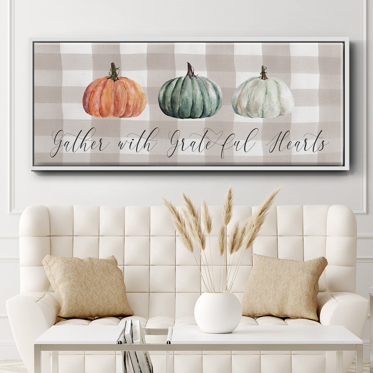 Gather With Grateful Hearts - Floater Framed Canvas Print
