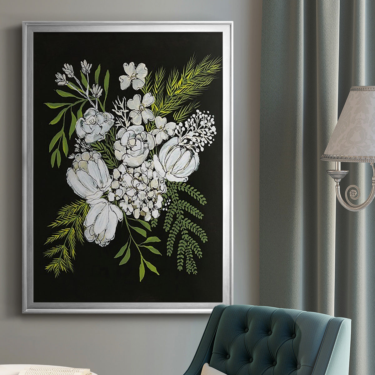 Alabaster Bouquet II - Modern Framed Canvas Print