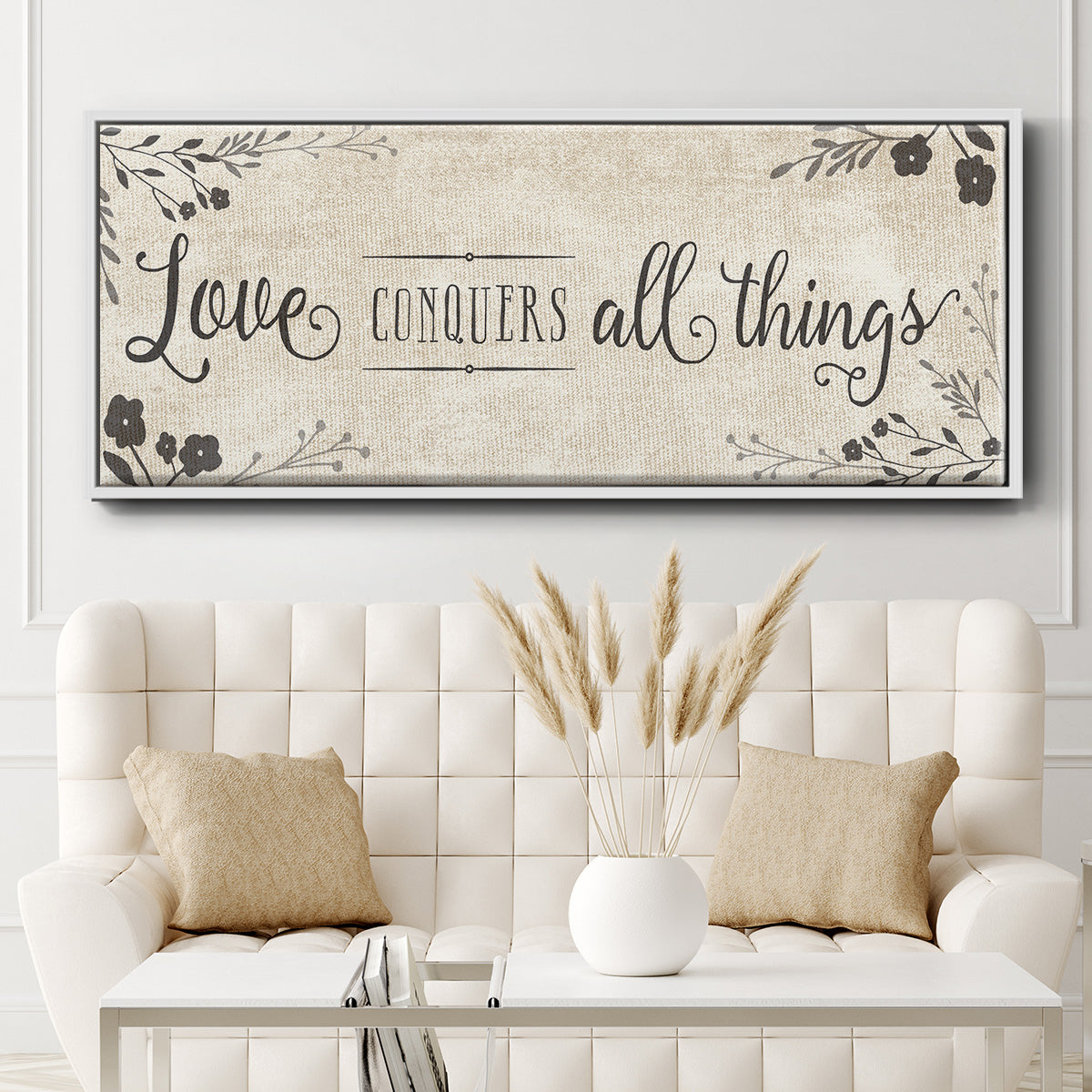 Love Conquers - Floater Framed Canvas Print
